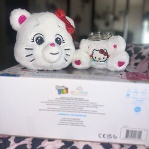 Custom Hello Kitty White Plush Jar with Pink Hearts and Red Bow